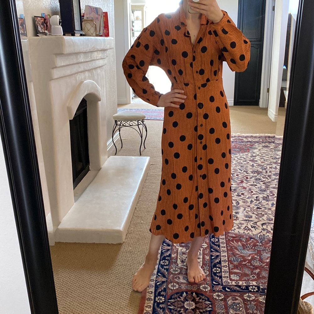 Super elegant, classic polka dot dress from Mango with some flare!